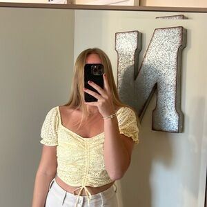 Light Yellow Floral Short Sleeve Shirt